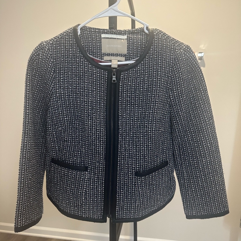 Banana Republic Black and White Textured Blazer